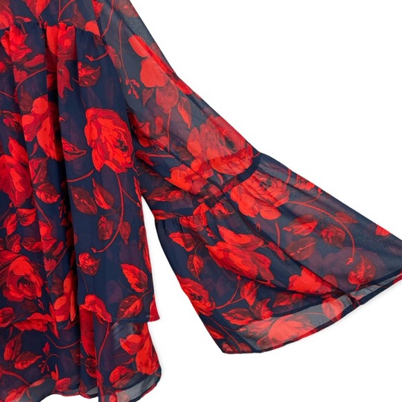 A New Day Rose Floral  Layer blouse  Ruffle  Sleeve Size Small (NWOT) - Picture 7 of 12